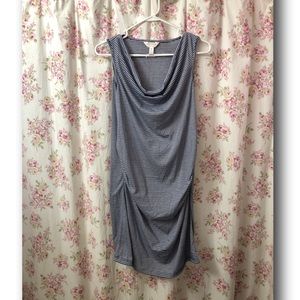 Sleeveless Maternity Dress Navy White Stripe Small